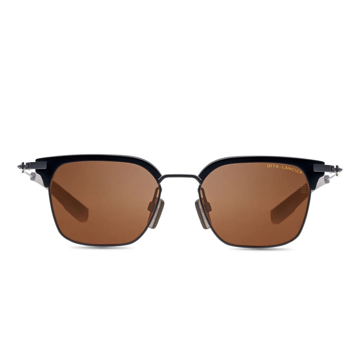 DITA DLS410 square full rim acetate titanium sunglasses in black with brown lenses
