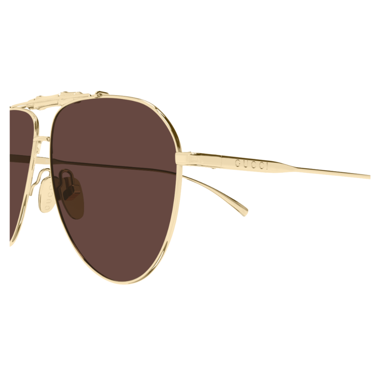 Gucci GG2064S men's metal pilot sunglasses hinge and frame construction