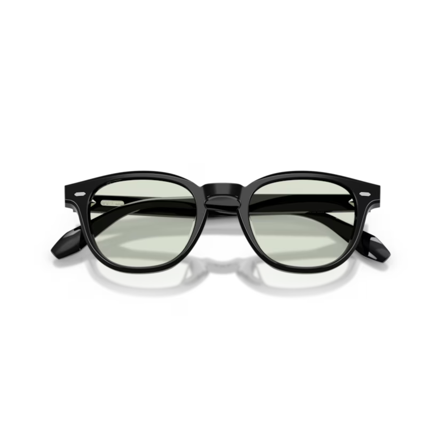 Oliver Peoples OV5586SU Black Square Acetate Sunglasses With Transition Green Lenses