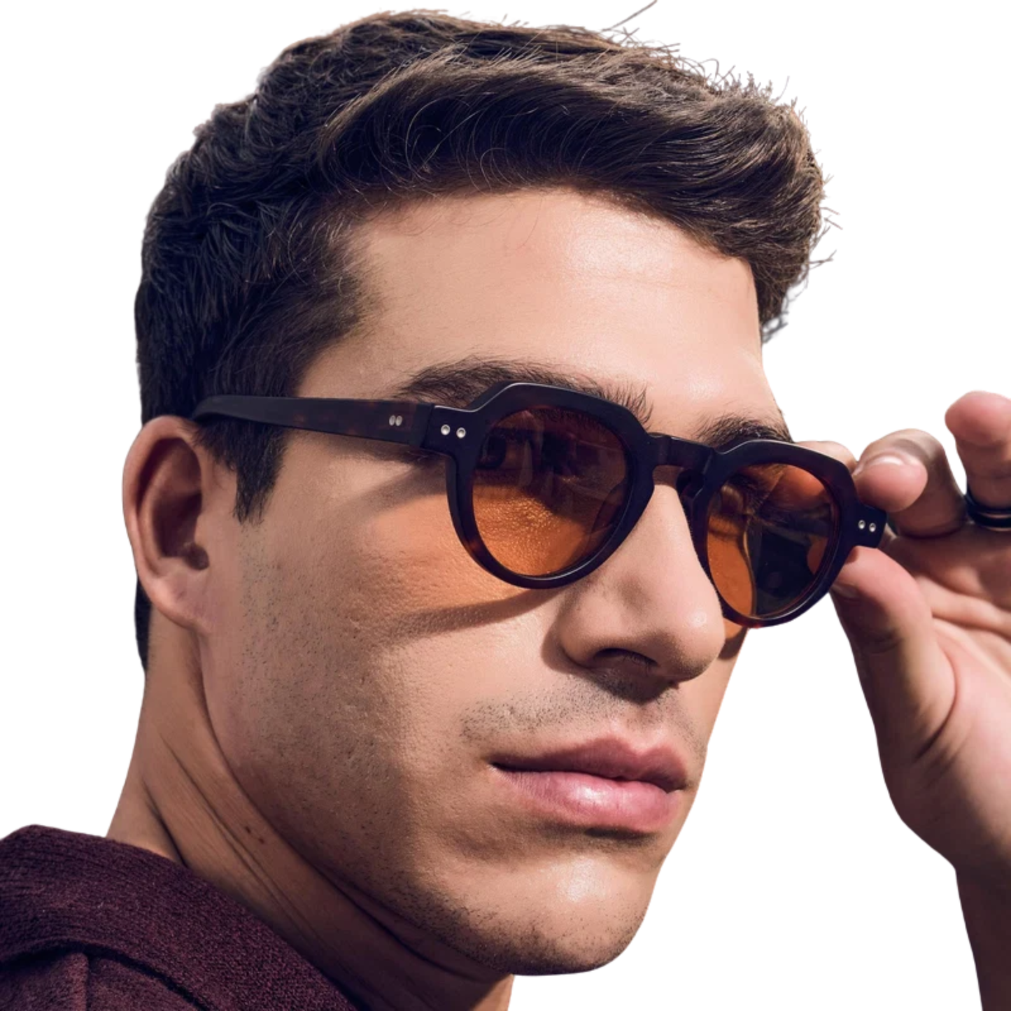 Rosvin Bugs Olimpia unisex round acetate sunglasses featuring premium craftsmanship and stylish full-rim design.