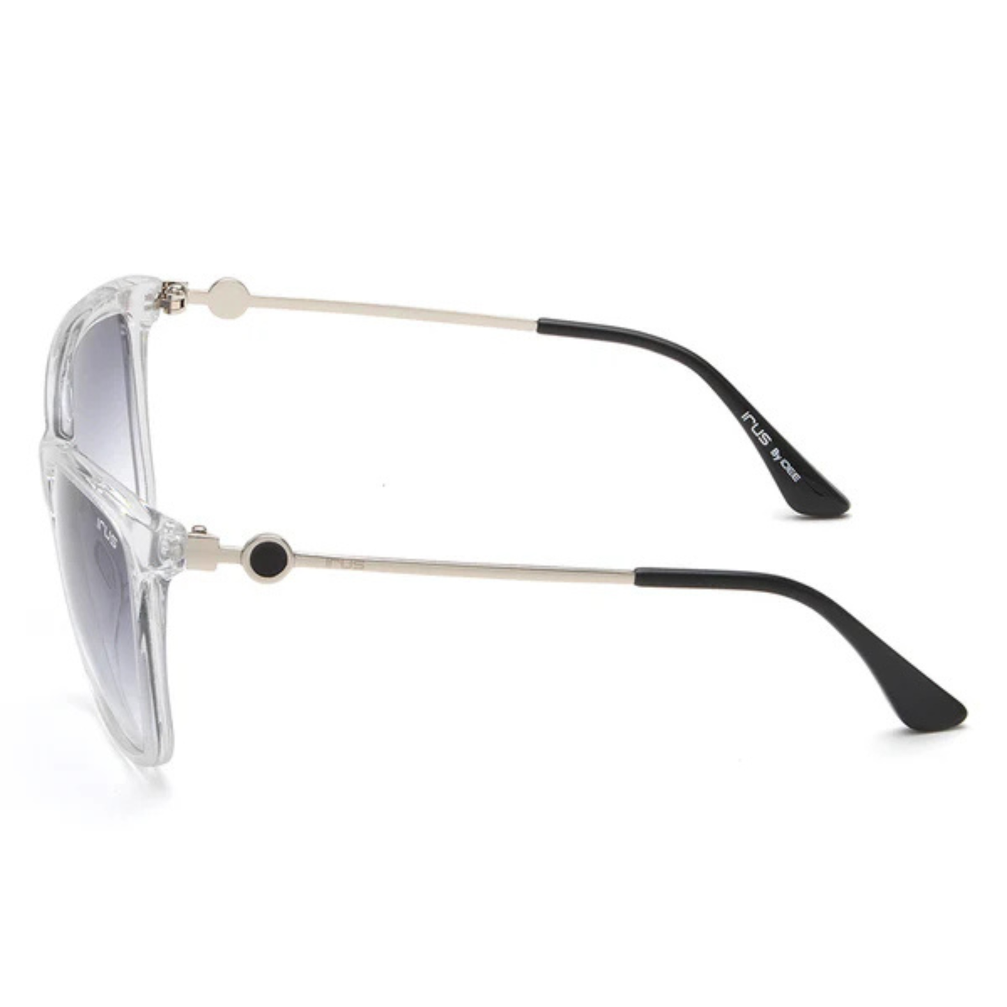 S1044 unisex sunglasses with silver and black frame design featuring stylish grey gradient UV-protected lenses.