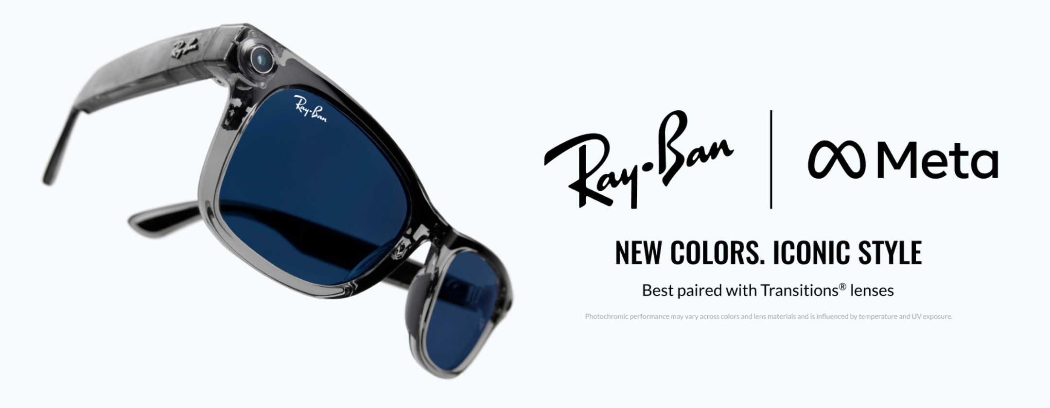 Ray-Ban Meta Generation 2 Transparent Grey smart glasses with sleek frame, built-in camera and audio, modern wearable tech design

