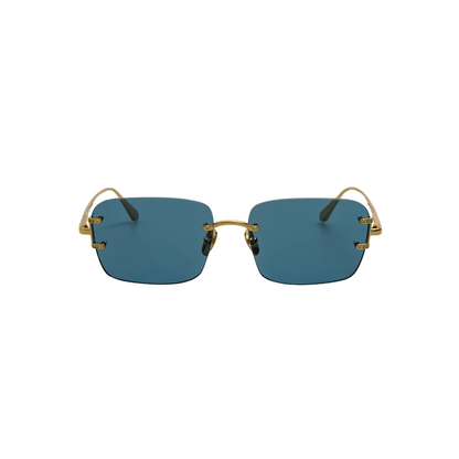 Linda Farrow LFL1476 Sasha luxury square sunglasses with gold frame and aqua lenses
