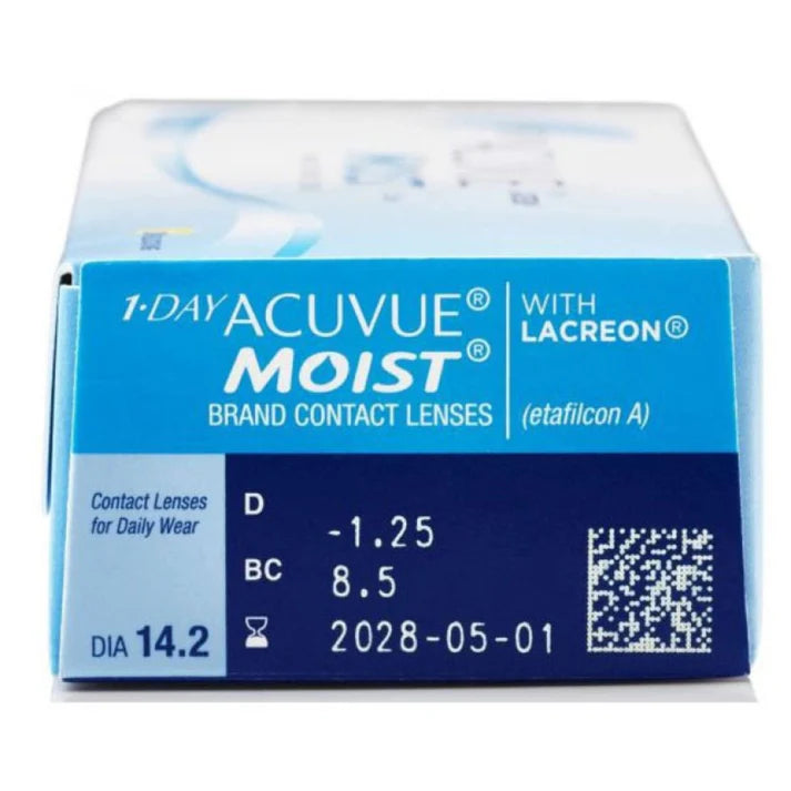 Acuvue Moist 1 Day 30 Lens Pack daily disposable contact lenses with LACREON moisture technology