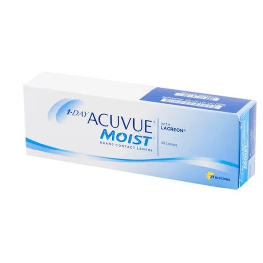Acuvue Moist 1 Day 30 Lens Pack daily disposable contact lenses with LACREON moisture technology