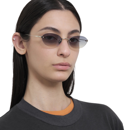 Akila A2549 Io unisex metal oval rimless sunglasses side profile