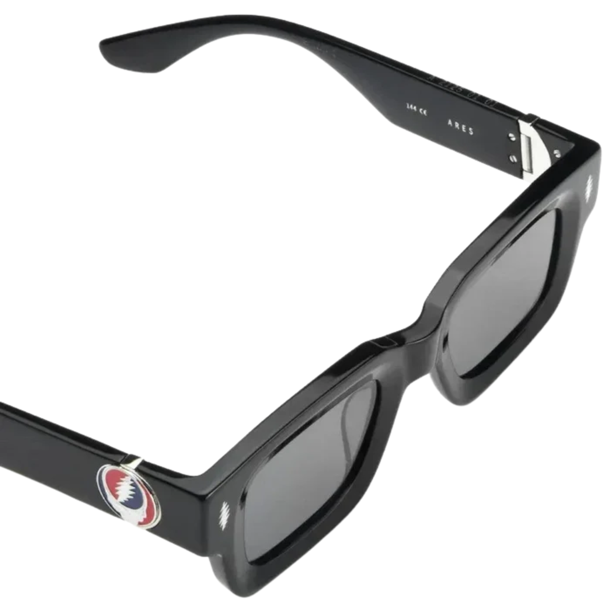 AKILA Ares 2125 Grateful Dead unisex acetate square frame hinge and metal detail