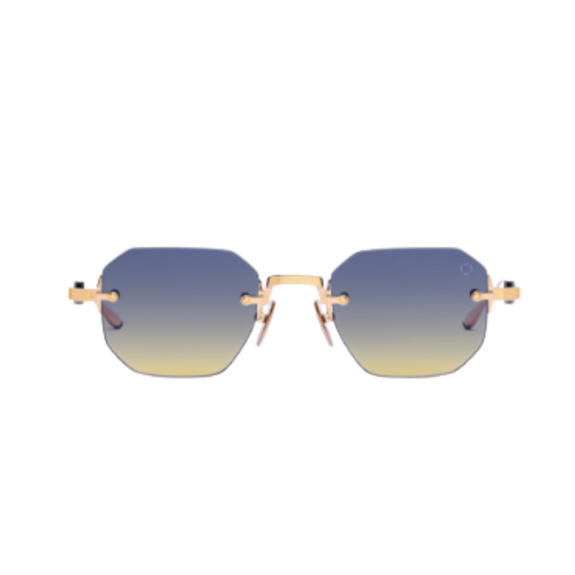 Akoni AKS308E JUNO ONE unisex hexagonal sunglasses crafted with premium Japanese titanium and luxury detailing.Front View