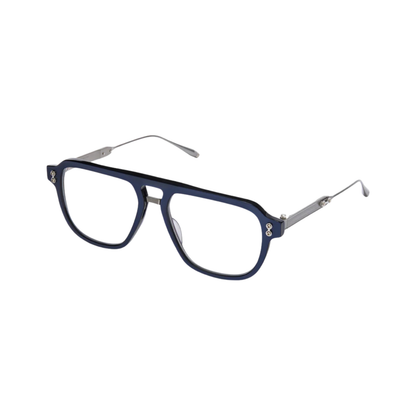 Akoni AKX5 38C ARGO unisex full-rim navigator optical frame crafted from premium titanium with luxury detailing. Angle View