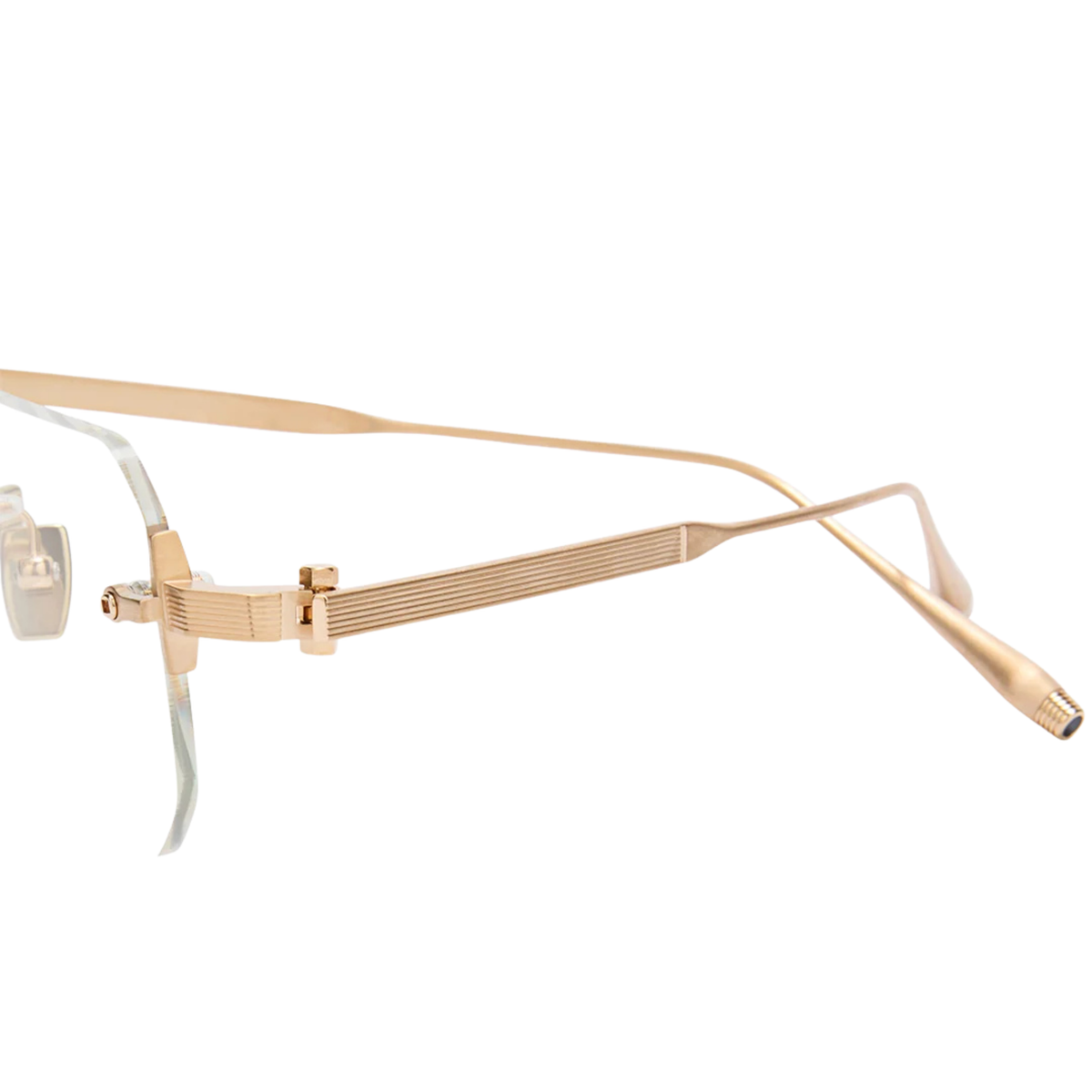 Akoni AKX540 unisex titanium rectangle rimless frame construction detail