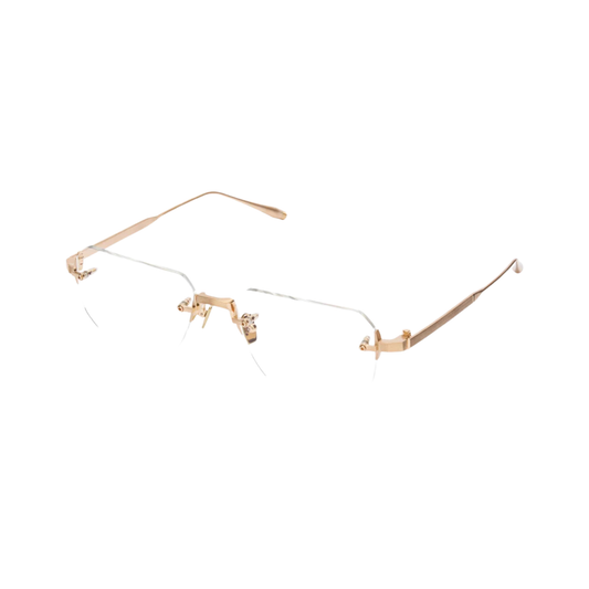 Akoni AKX540 unisex titanium rectangle rimless optical frame three-quarter view