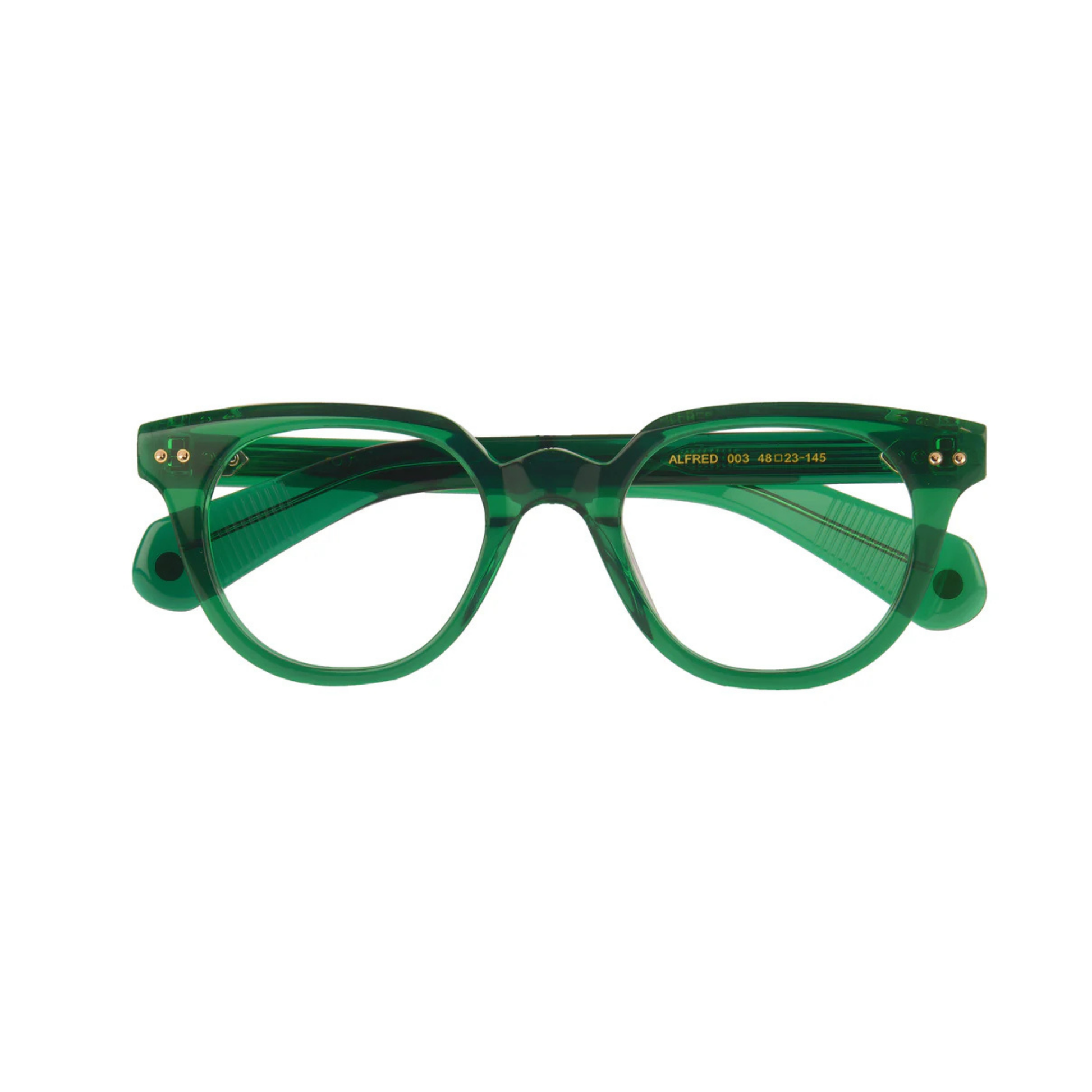 Alfred classic Green Crystal/003  square eyeglasses with lightweight full-rim frame and modern everyday styling.