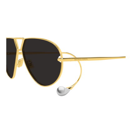Bottega Veneta BV1437S women metal pilot full rim sunglasses hinge detail