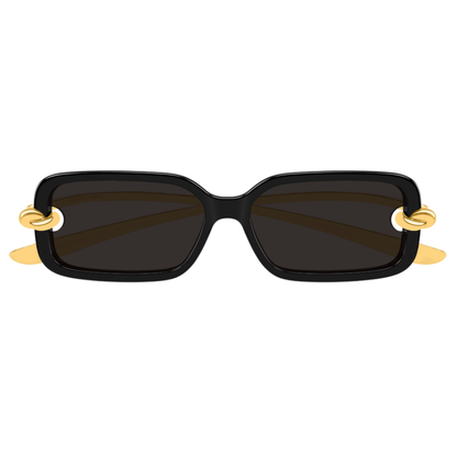 Bottega Veneta BV1439S unisex rectangle sunglasses with premium metal acetate luxury styling