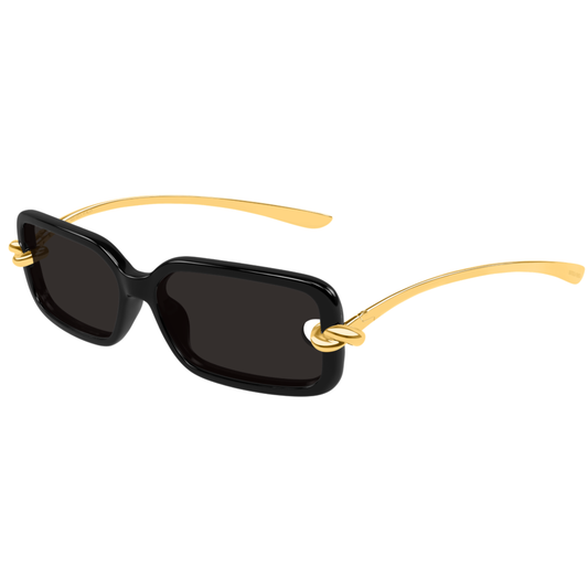 Bottega Veneta BV1439S unisex rectangle sunglasses with premium metal acetate luxury styling