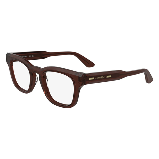 CrystalBrown205 Calvin Klein CK25521N square optical frame in lightweight acetate with modern minimalist designer styling