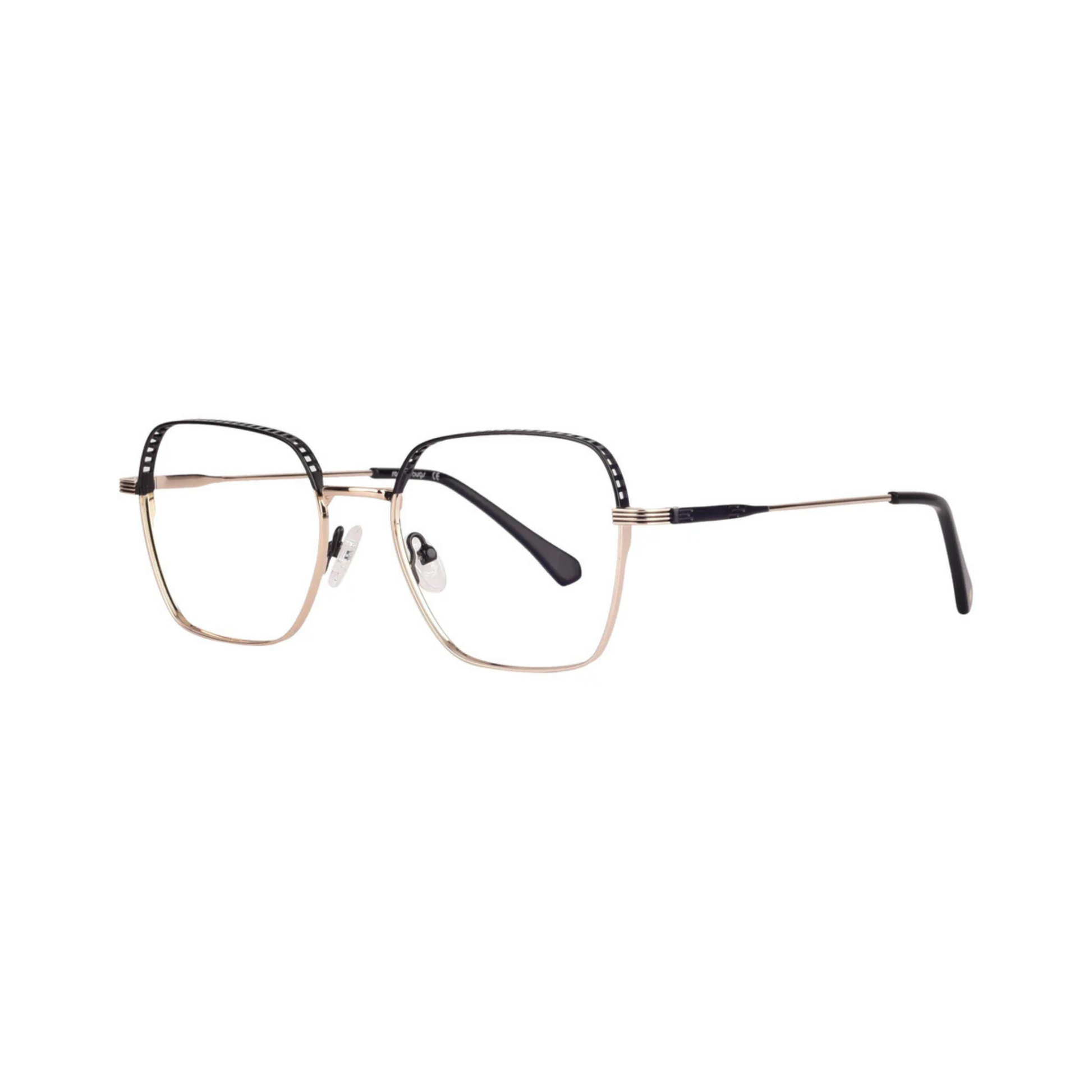 Cezzane Matte Black Gold/C1  elegant round eyeglasses with lightweight full-rim frame and modern everyday styling.