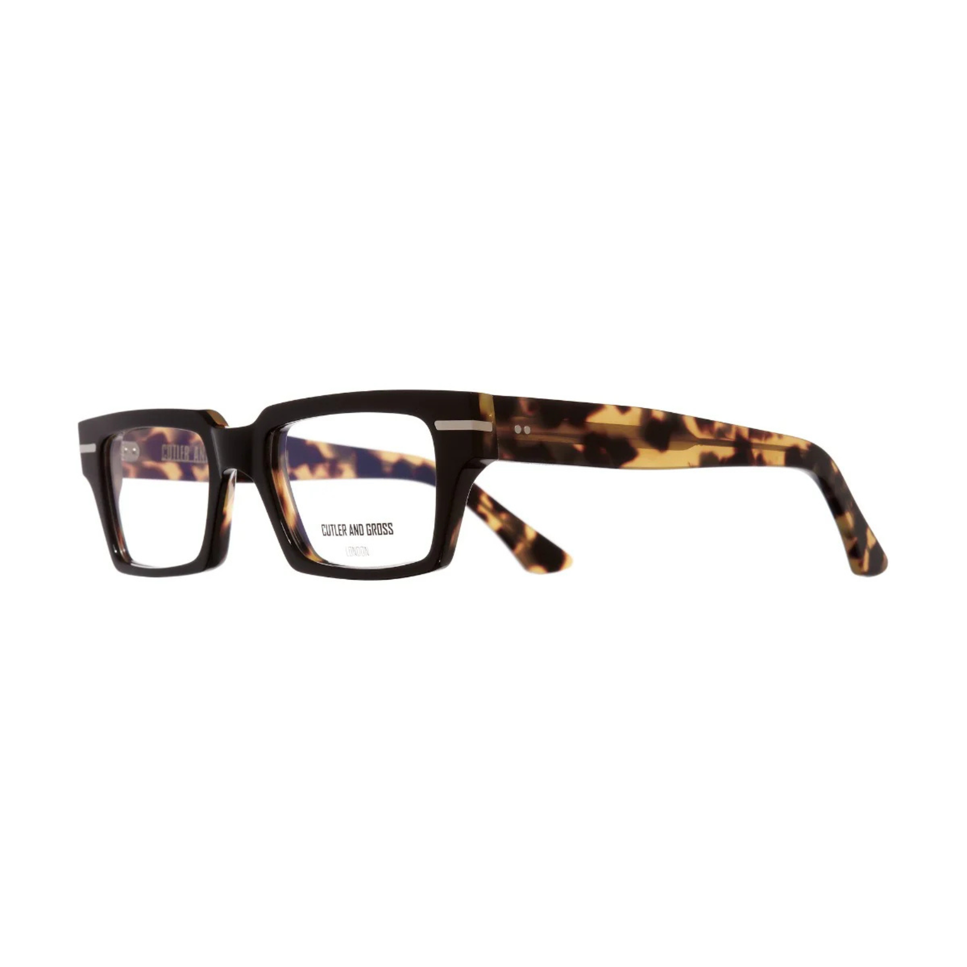 Cutler and Gross CGOP1363 unisex square acetate optical frame with premium full-rim British design. Angle View