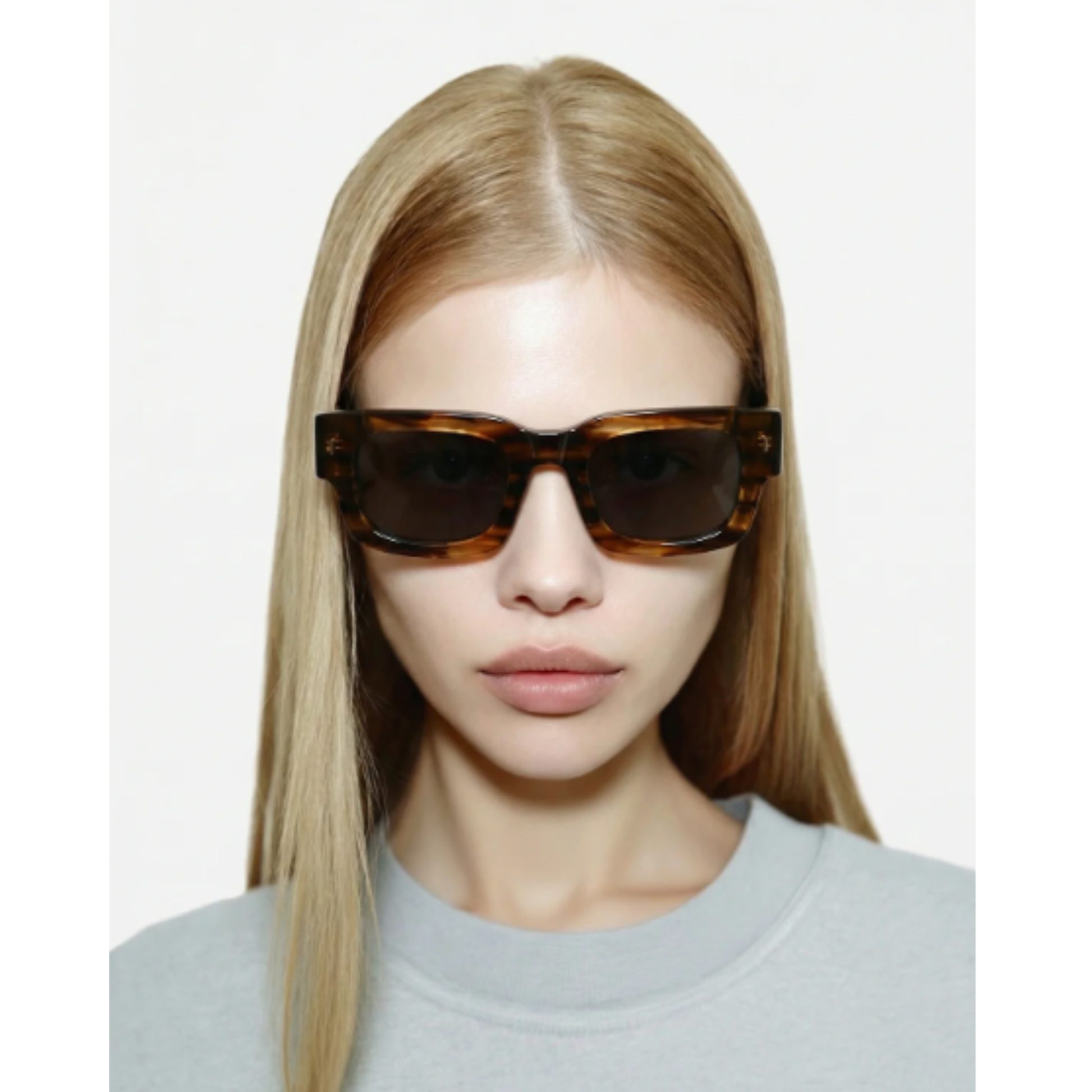 BrownHavanaGrey Dakota square acetate unisex sunglasses with modern premium full rim frame