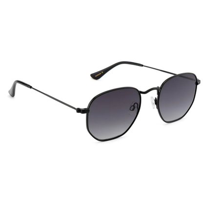 DJ0025/100 Black C2 David Jones DJ0025-100 unisex round metal sunglasses with UV protection