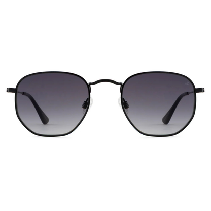 DJ0025/100 Black C2 David Jones DJ0025-100 unisex round metal sunglasses with UV protection