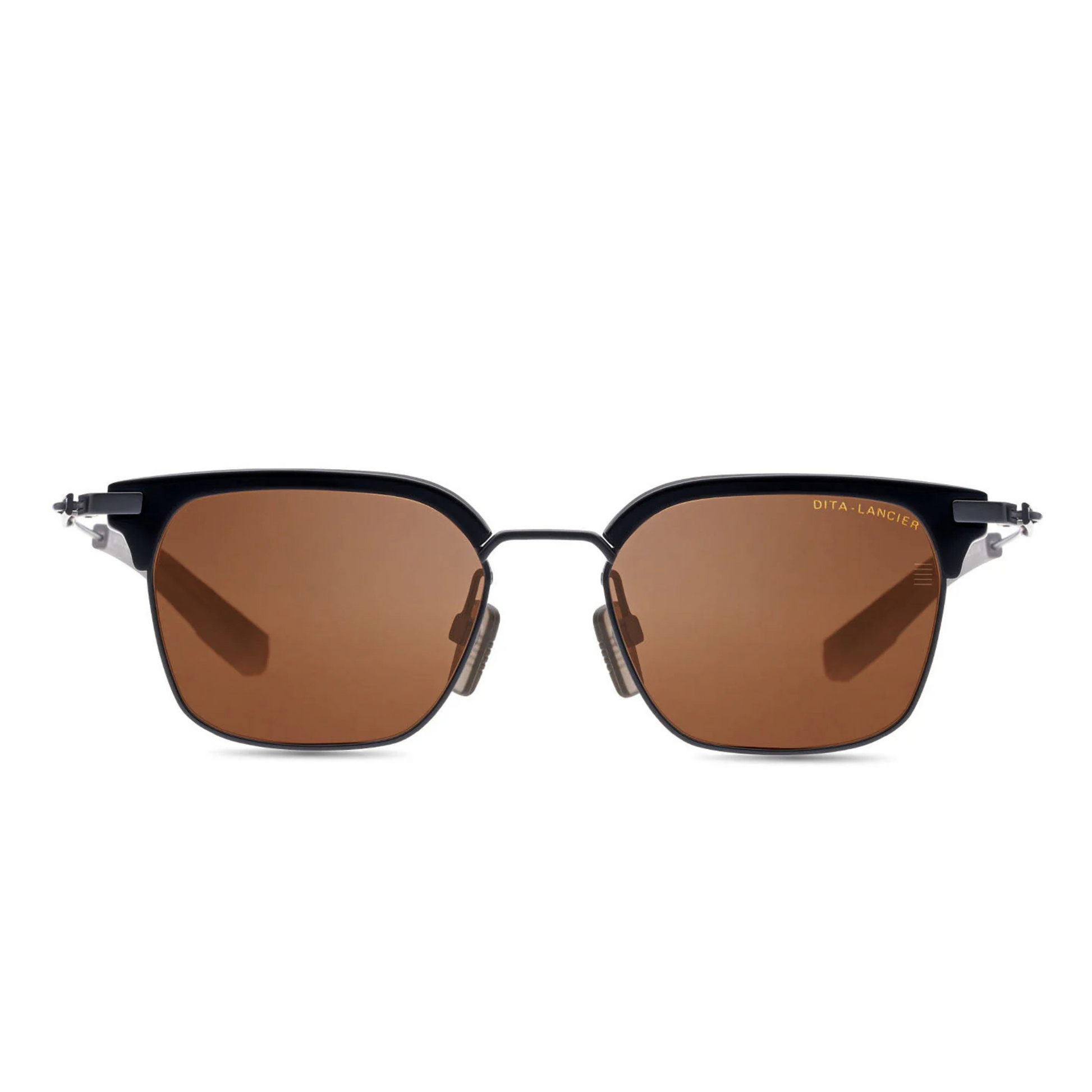 DITA DLS410 square full rim acetate titanium sunglasses in black with brown lenses