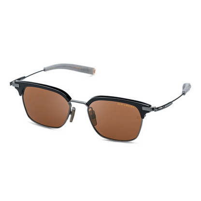 DITA DLS410 square full rim acetate titanium sunglasses in black with brown lenses