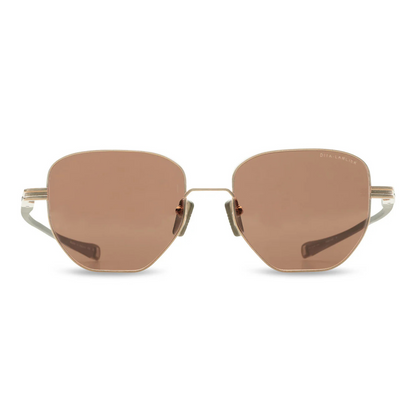 DITA DLS421 hexagon full rim acetate titanium sunglasses in rose gold with brown lenses