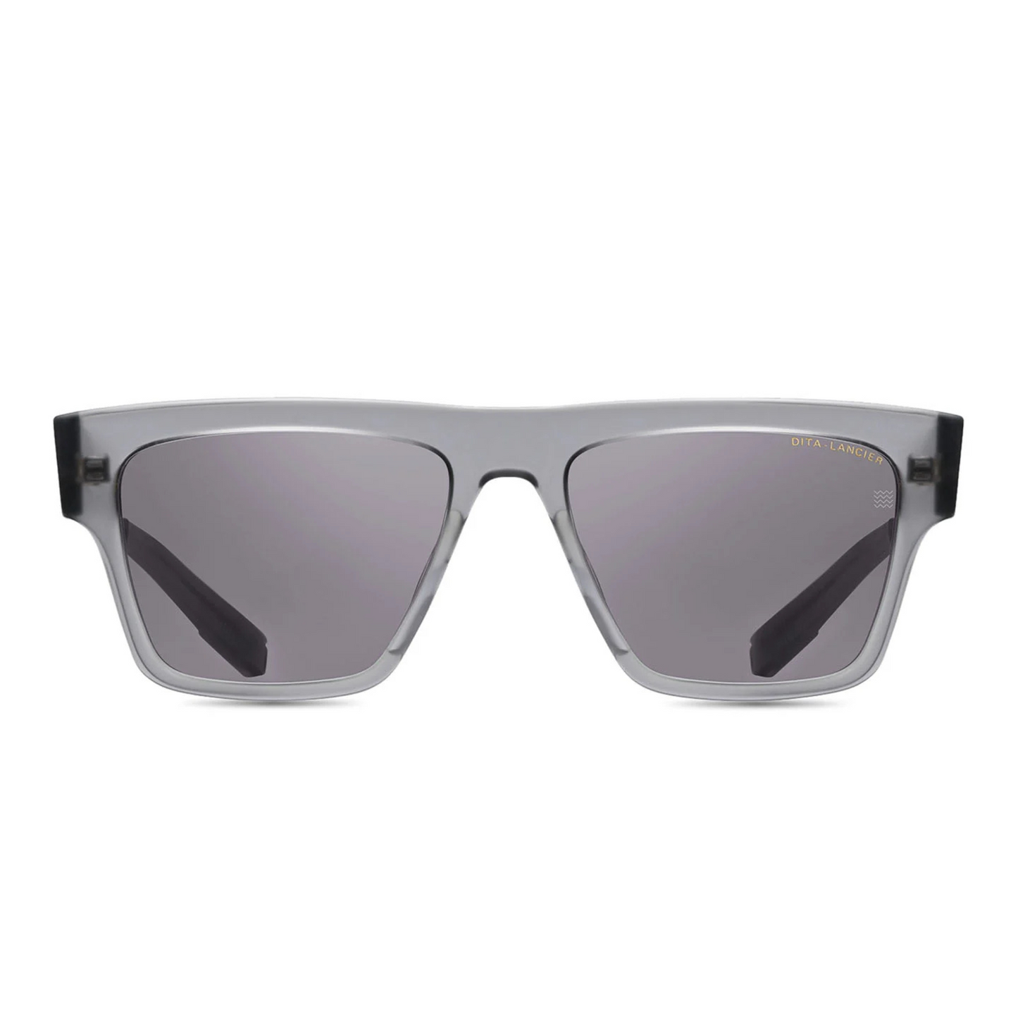 DITA DLS701 square full rim acetate sunglasses in satin crystal grey and black palladium with grey lenses