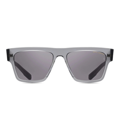 DITA DLS701 square full rim acetate sunglasses in satin crystal grey and black palladium with grey lenses