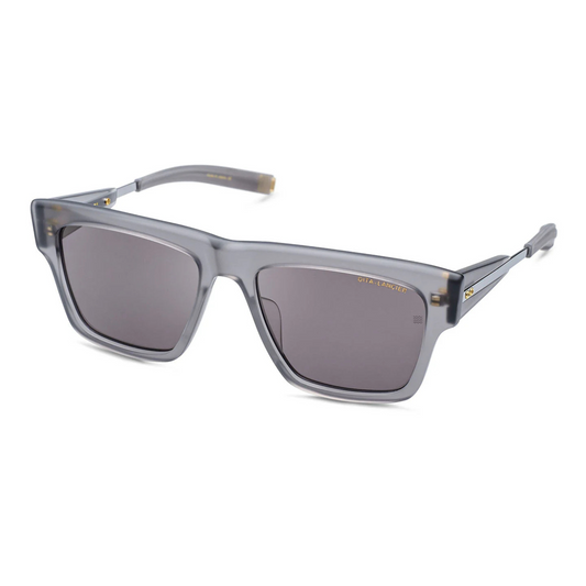 DITA DLS701 square full rim acetate sunglasses in satin crystal grey and black palladium with grey lenses