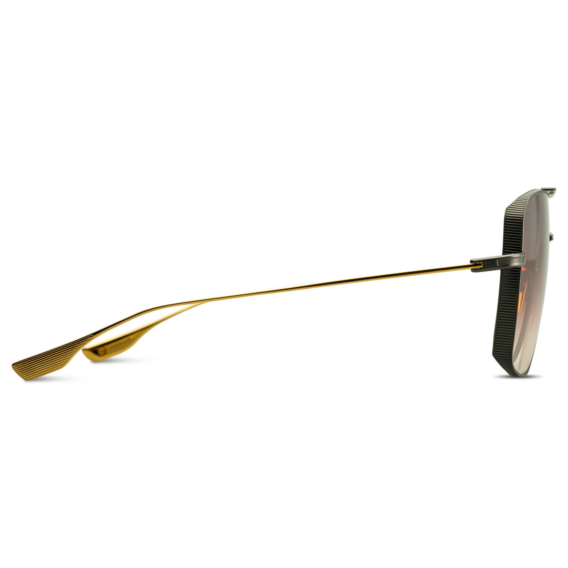 DITA DTS157 pilot full rim titanium sunglasses in black iron and yellow gold with dark burgundy gradient lenses