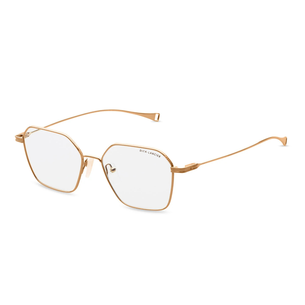 Dita LSA-116 womens titanium hexagonal full-rim optical frame three-quarter view