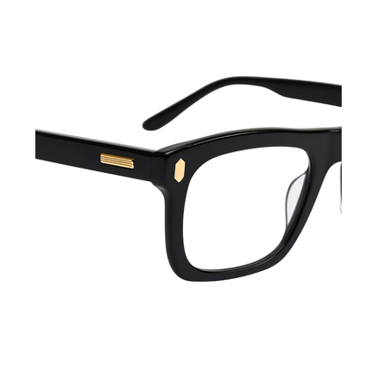 Dorrit Dekk DD006 Gustav unisex acetate rectangle optical frame hinge and construction close up