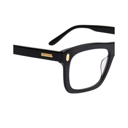Dorrit Dekk DD006 Gustav unisex acetate rectangle optical frame hinge and construction close up