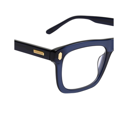 Dorrit Dekk DD006 Gustav unisex acetate rectangle optical frame hinge and construction close up