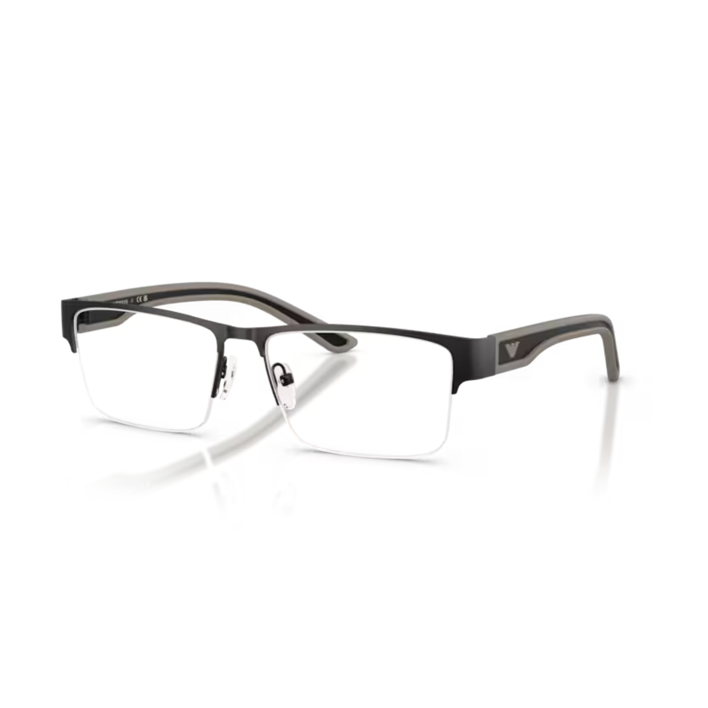 RubberMatteBlack3001 Emporio Armani EA1182 Supra men’s semi-rim rectangular metal eyeglass frame