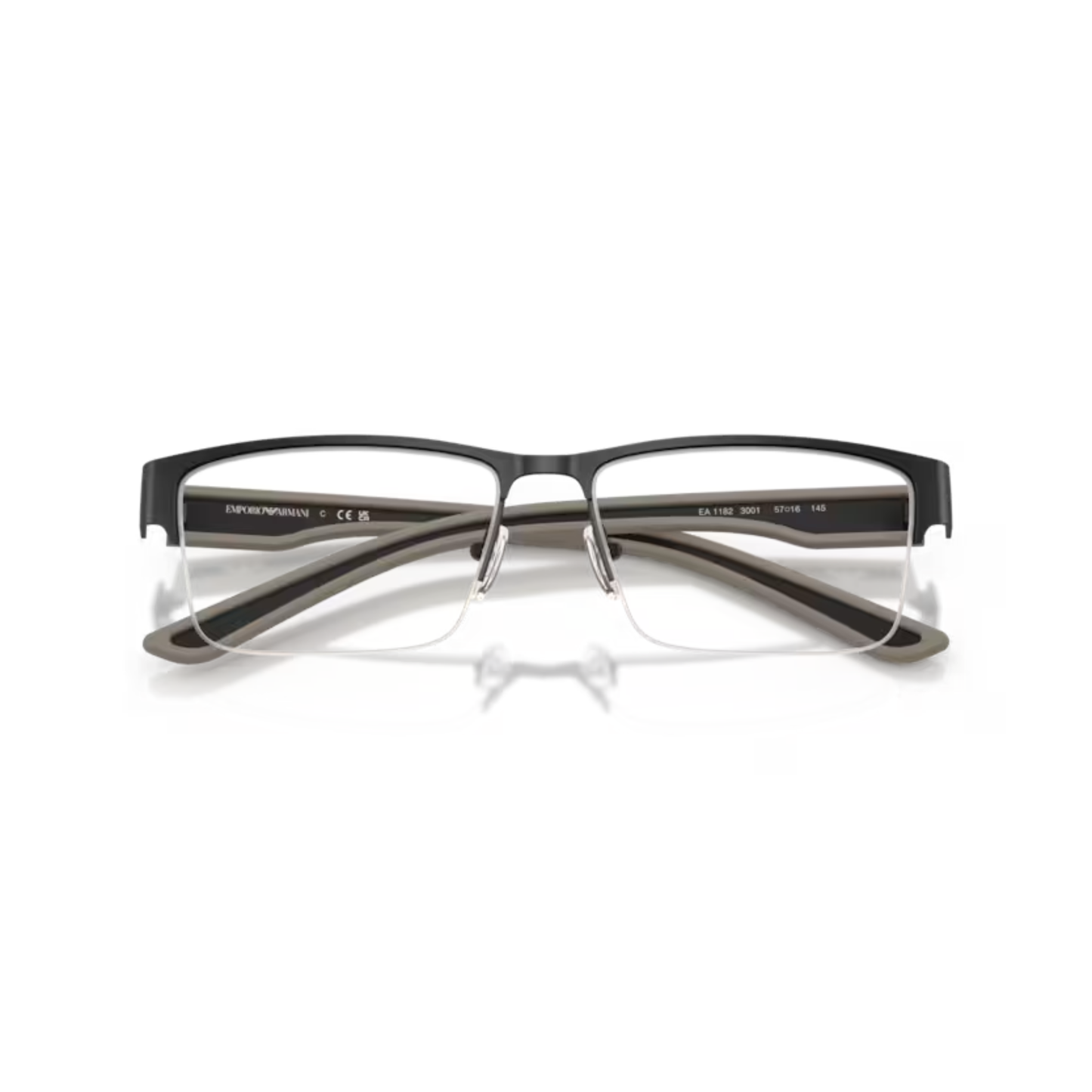RubberMatteBlack3001 Emporio Armani EA1182 Supra men’s semi-rim rectangular metal eyeglass frame