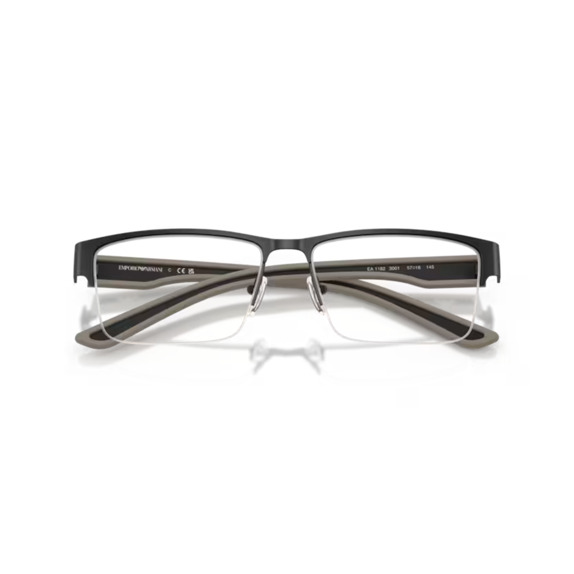RubberMatteBlack3001 Emporio Armani EA1182 Supra men’s semi-rim rectangular metal eyeglass frame