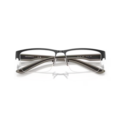 RubberMatteBlack3001 Emporio Armani EA1182 Supra men’s semi-rim rectangular metal eyeglass frame