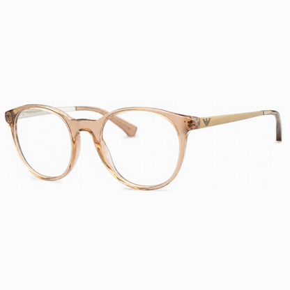 Emporio Armani EA3154 5850 womens brown metal plastic round full rim optical frame front view