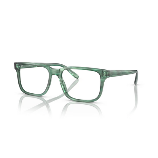 Emporio Armani EA3218 5879 mens acetate rectangle frame hinge construction close up