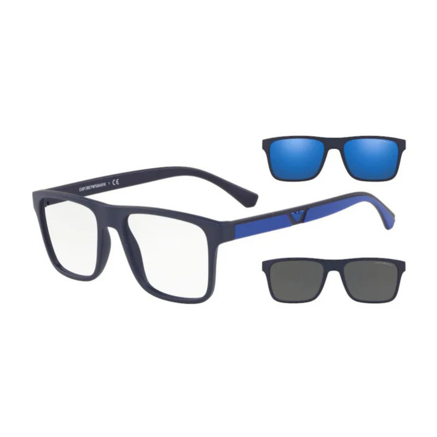 MatteBlue/5759 1W Emporio Armani EA4115 clip-on rectangle sunglasses