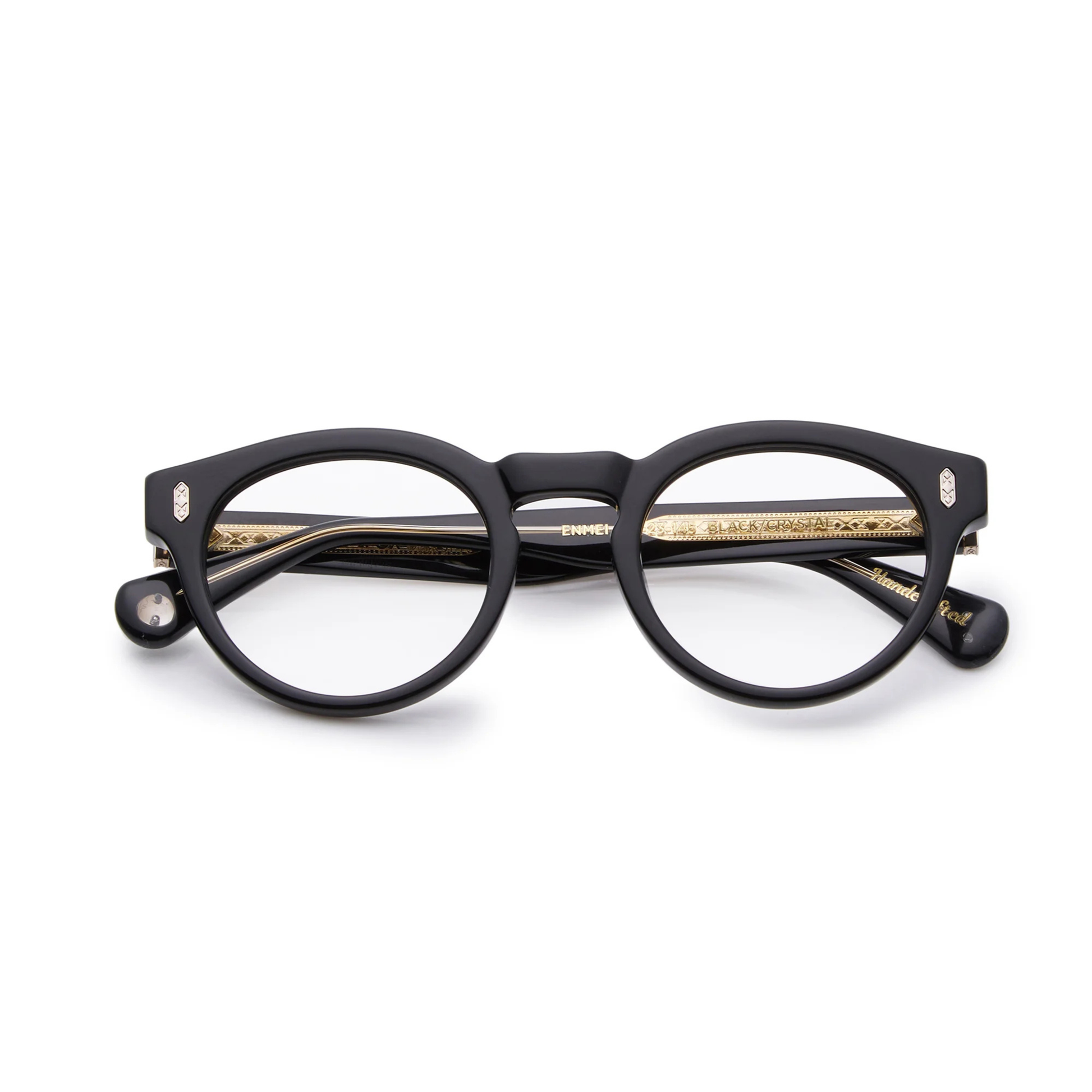 EnmeiBlackCrystal Enmei FR Shisen Fox acetate round eyeglass frame unisex