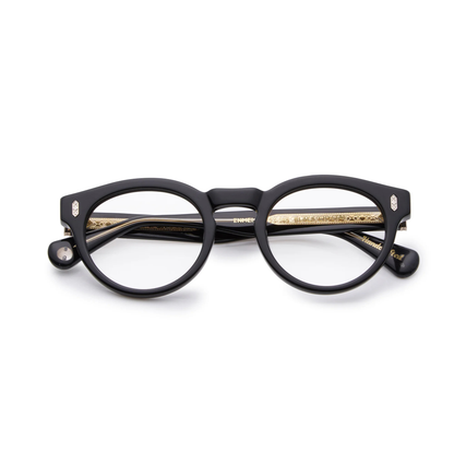 EnmeiBlackCrystal Enmei FR Shisen Fox acetate round eyeglass frame unisex