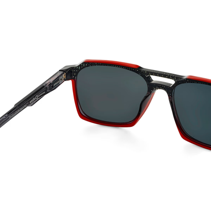 Etnia Barcelona FERMIN 56S BKRD mens acetate rectangular sunglasses three quarter angle