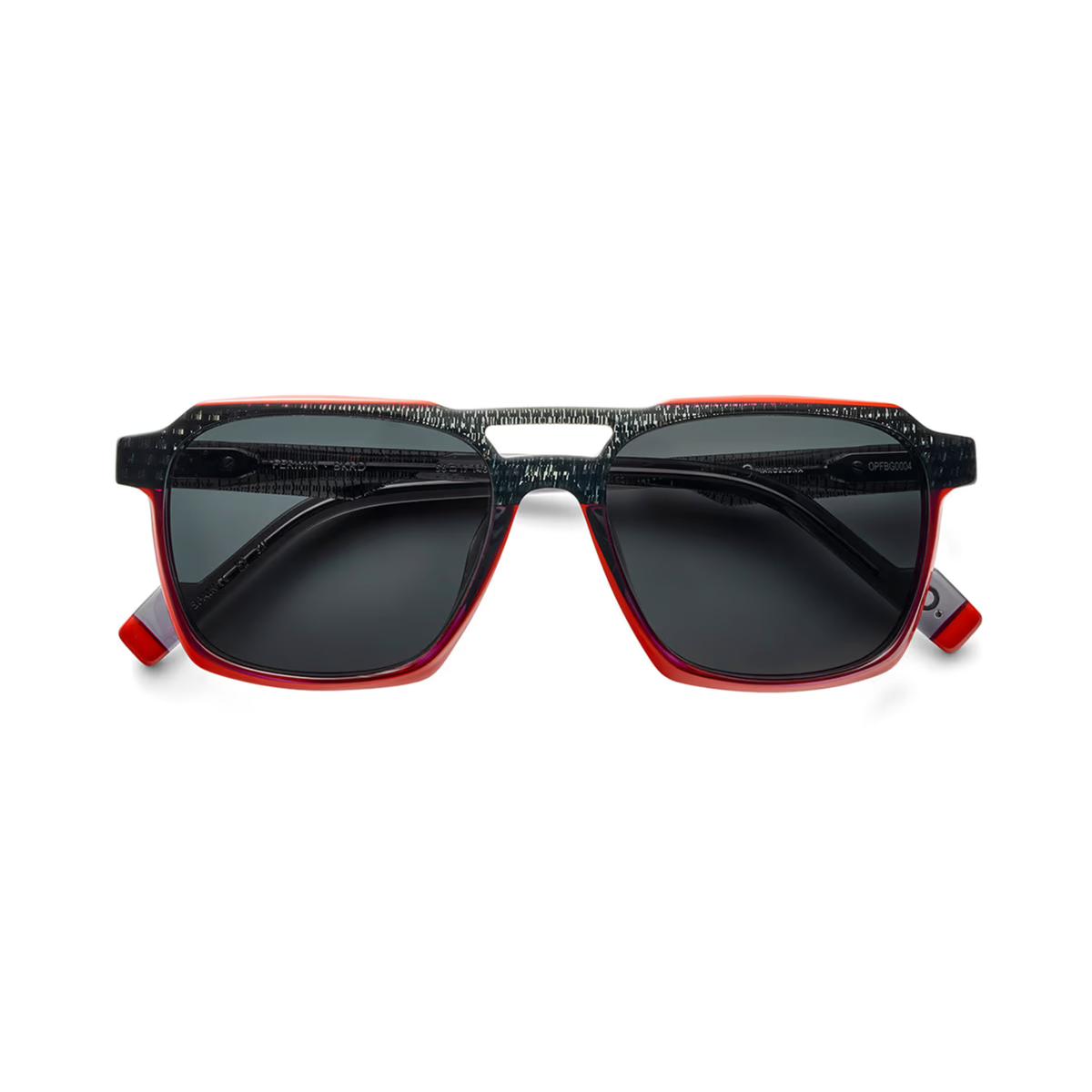 Etnia Barcelona FERMIN 56S BKRD mens rectangular acetate sunglasses side and temple profile
