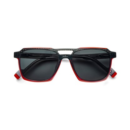 Etnia Barcelona FERMIN 56S BKRD mens rectangular acetate sunglasses side and temple profile
