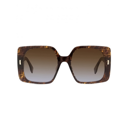 Fendi FE40036U women’s luxury square sunglasses with premium acetate frame and brown gradient lenses