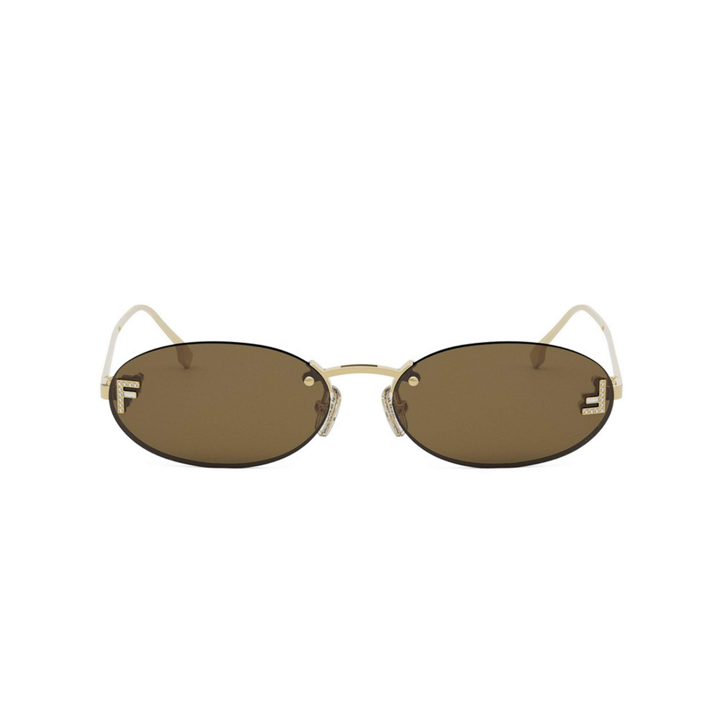 Fendi FE4075US rimless oval unisex sunglasses with luxury metal frame and crystal detailing